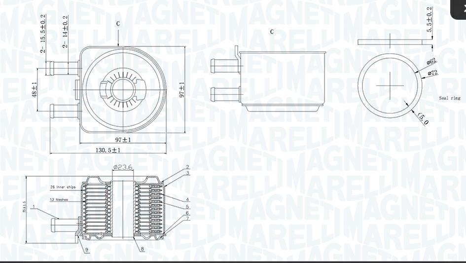 Articolo B2PVB - RADIATORE OLIO - OLIO MOTORE PSA XSARA PICASSO
