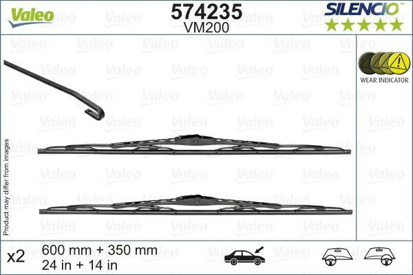 Articolo SG1MR - VM200 KIT SPAZZOLE TERGI SILENCIO PERFORMANCE (MM 600+350)