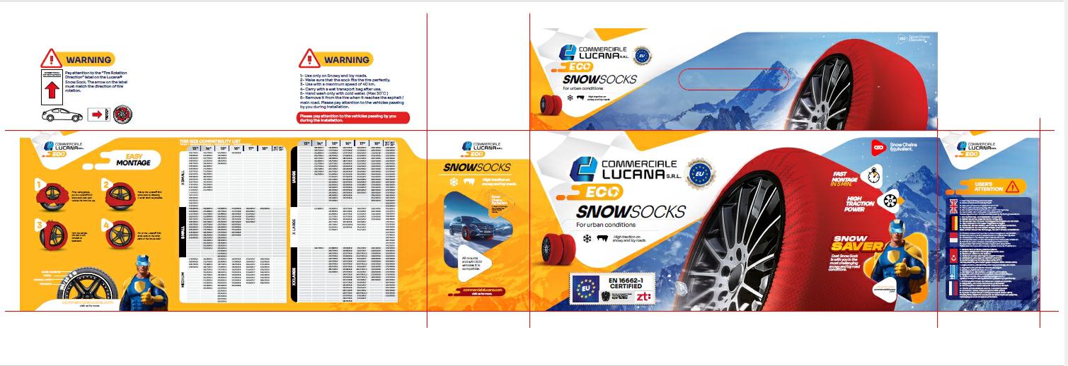 Articolo TQTW1 - CALZA DA NEVE FLIX MISURA XL (236X43 CM) DIAMETRO 70 CM